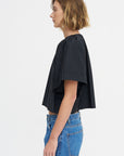 Grand Bazaar Short Sleeve Top, Charcoal Pinstripe