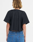 Grand Bazaar Short Sleeve Top, Charcoal Pinstripe