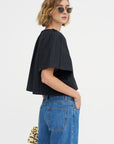 Grand Bazaar Short Sleeve Top, Charcoal Pinstripe