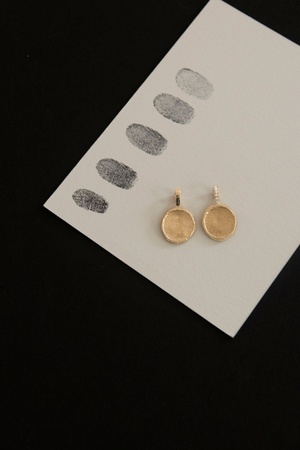 Custom Fingerprint Coin without Diamonds, Yellow Gold