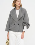 Shawl-lapel Cardigan, Mid-Grey