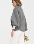 Shawl-lapel Cardigan, Mid-Grey