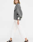 Shawl-lapel Cardigan, Mid-Grey