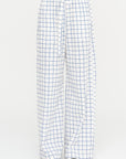 Wide Leg Check Pants, Navy & White