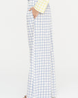 Wide Leg Check Pants, Navy & White