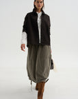 Velvet Balloon Skirt, Taupe