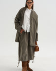 Velvet Long Blazer, Taupe