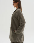 Velvet Long Blazer, Taupe