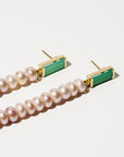 Deco Maxi Baguette + Onion Pink Perla Earrings, Chrysoprase