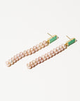 Deco Maxi Baguette + Onion Pink Perla Earrings, Chrysoprase