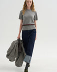 Stripe Sweater, Heather Melange
