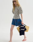 Lino Top, Yayoi Cream & Navy
