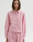 Cropped Isolde Button Down, Pink Taffy Stripe