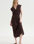 Monde Drape Bias Maxi, Black Coffee