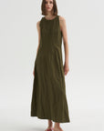 Scupled Uma Sleeveless Maxi, Dark Olive
