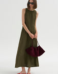 Scupled Uma Sleeveless Maxi, Dark Olive