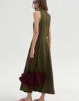 Scupled Uma Sleeveless Maxi, Dark Olive