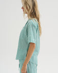 Valenti Button Up, Yarn Dye Stripe Green