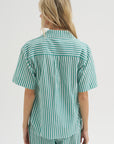 Valenti Button Up, Yarn Dye Stripe Green