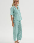 Valenti Button Up, Yarn Dye Stripe Green