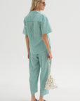 Valenti Button Up, Yarn Dye Stripe Green