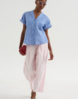 Valenti - Button Up, Microstripe Blue & Cream