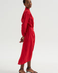 Alessandra - Sarong Shirt Dress, Red