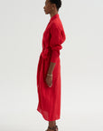 Alessandra - Sarong Shirt Dress, Red