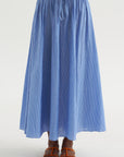 Hanne - Tie Maxi Skirt, Microstripe Blue & Cream