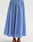 Hanne - Tie Maxi Skirt, Microstripe Blue & Cream