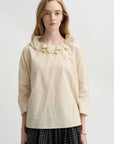 Ruffle Collar Shirt, Natural