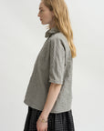 Short Sleeve Ruffle Shirt, Natural Cement
