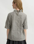 Short Sleeve Ruffle Shirt, Natural Cement