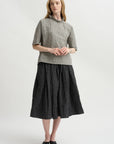 Short Sleeve Ruffle Shirt, Natural Cement