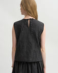 Grid Check Sleeveless Top, Black