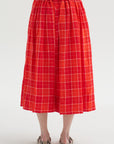 Tartan Linen Skirt, Tomato