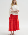 Tartan Linen Skirt, Tomato