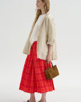 Tartan Linen Skirt, Tomato