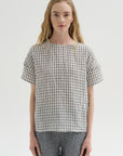 Checked Linen Shirt, Black