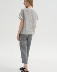 Checked Linen Shirt, Black