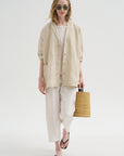 Crinkle Poplin Jacket, Cappuccino