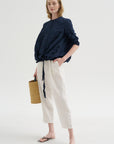 Pinstripe Linen Trouser, Meringue