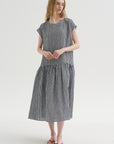 Vichy Linen Dress, Abyss