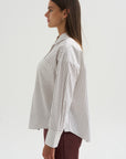 Watts - Striped Side Button Shirt, Chocolate Stripe
