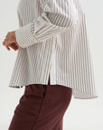 Watts - Striped Side Button Shirt, Chocolate Stripe