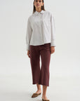 Watts - Striped Side Button Shirt, Chocolate Stripe