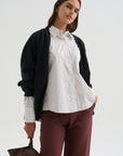 Watts - Striped Side Button Shirt, Chocolate Stripe