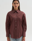 Webster Striped Boyfriend Shirt, Oxblood