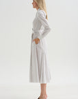 Bennet -Striped Midi Dress With Belt, Chocolate Stripe