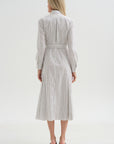 Bennet -Striped Midi Dress With Belt, Chocolate Stripe